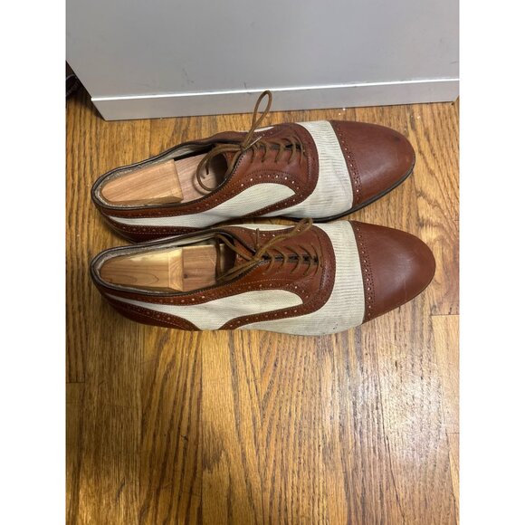 Vintage Johnston Murphy Spectator Cap Toe Brogue Oxford Shoes Size 11D Leather & - Picture 4 of 11